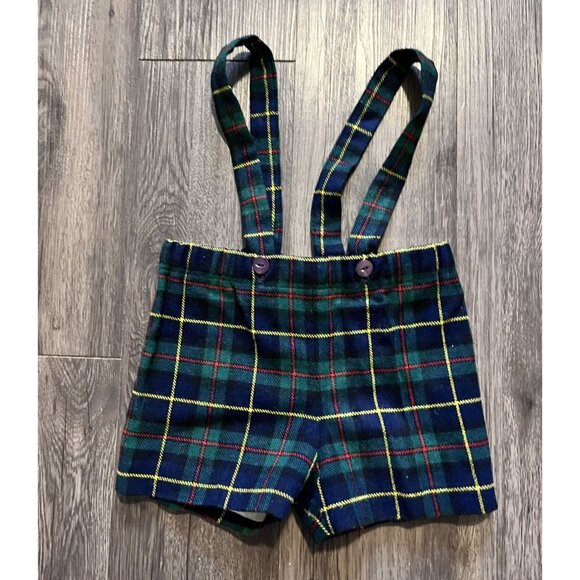 Vintage Other - Vintage Boys Wool Blend Plaid Tweed Overall Shorts Made in England Size 3T